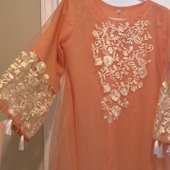 Pakistani Kurta-Peach embroidered - Picture 5 of 5